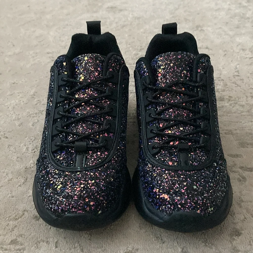 NIB Wild Diva Eddy Sz 8 Multi Color Glitter Sneakers - Picture 3 of 7